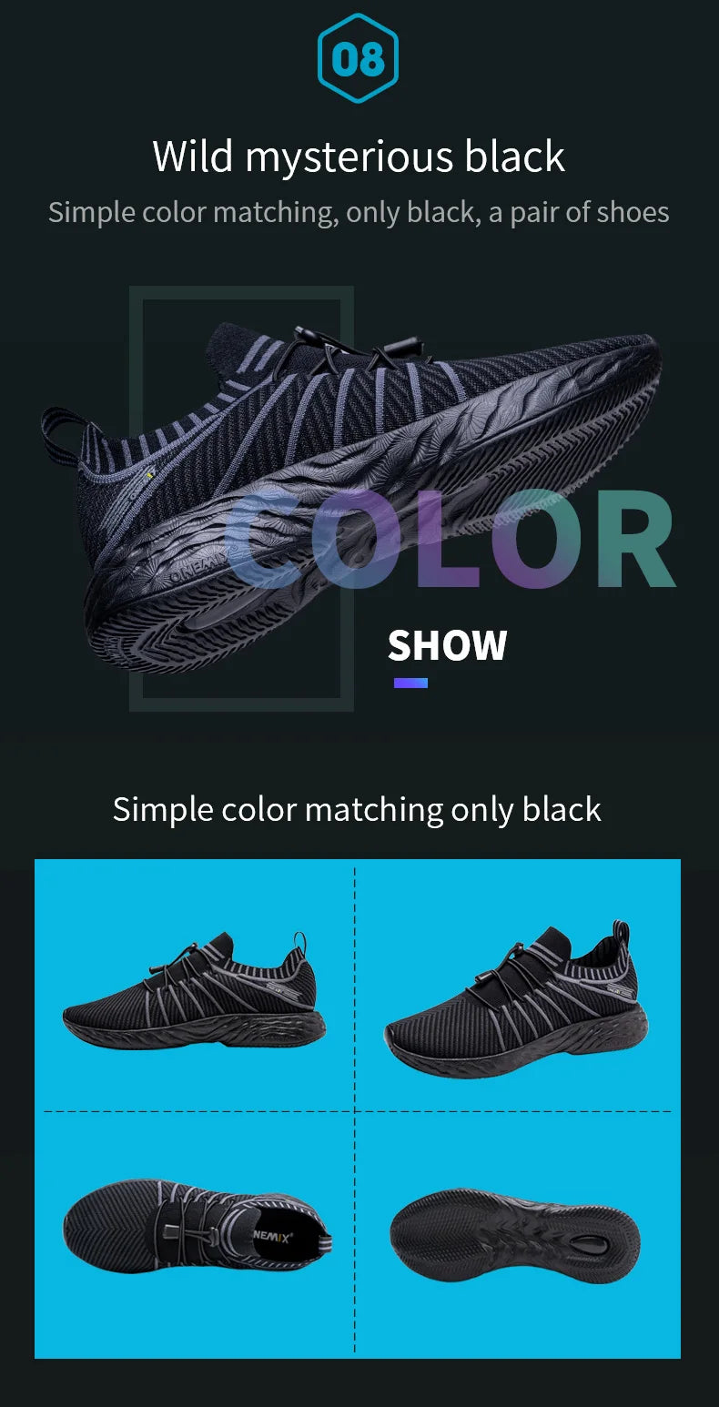 New Black Running Shoes for Men Waterproof Breathable Training Sneakers Male Outdoor Anti-Slip Trekking Sports Shoes