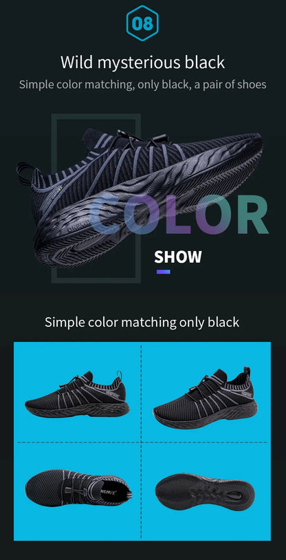 New Black Running Shoes for Men Waterproof Breathable Training Sneakers Male Outdoor Anti-Slip Trekking Sports Shoes