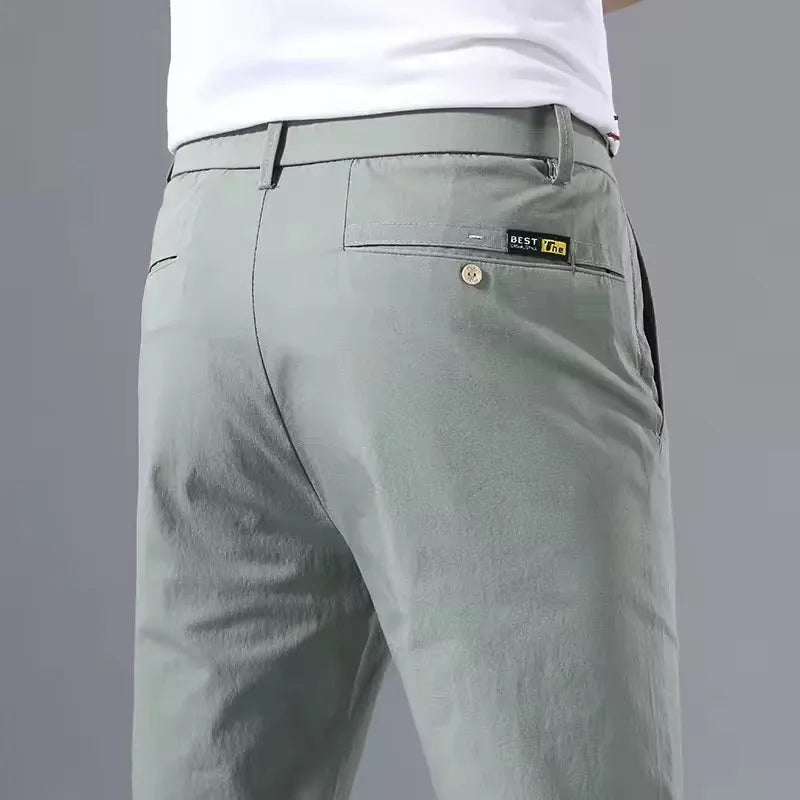 Summer Thin Slim Casual Pants Men Classic Business Cotton Stretch Golf Trousers Korean Male Clothing Work Khaki Chino Pants Man