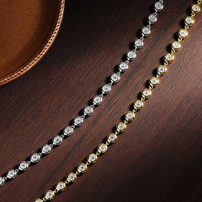 Full 3mm Round Moissanite Tennis Necklaces for Women GRA Certified s925 Sterling Silver 18k Dainty Lab Diamond Necklace