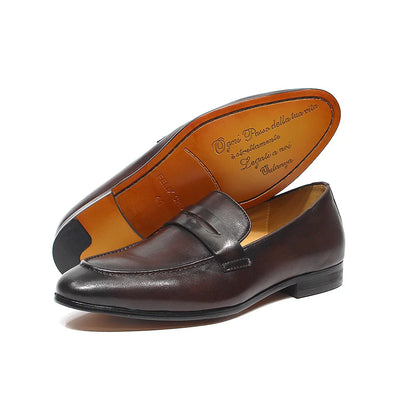 Mens Penny Loafers Leather Shoes Genuine Leather Elegant Wedding Party Casual Dress Shoes Brown Black Shoes for Men