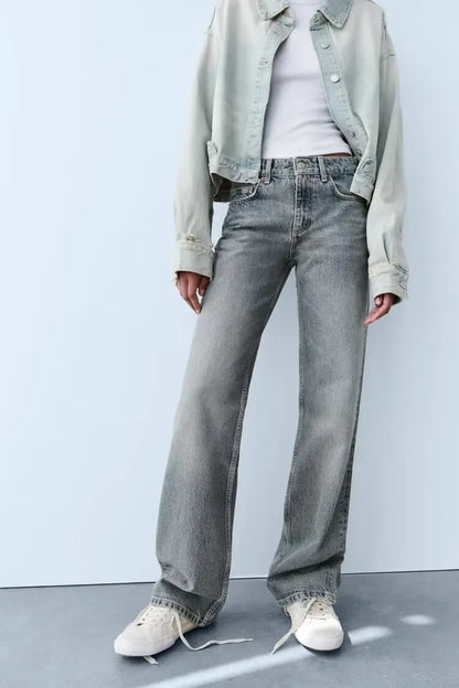 Z1975 straight height waist long jeans 2025 ETJ Autumn/Winter New Wash Product y2k Classic  Jeans for women