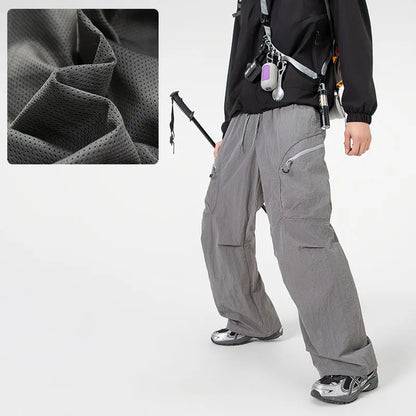 Male Hiking Pants Outdoor Waterproof Mountaineering Sports Trousers Autumn Elastic Waist Breathable Camping Fishing Cargo Pants