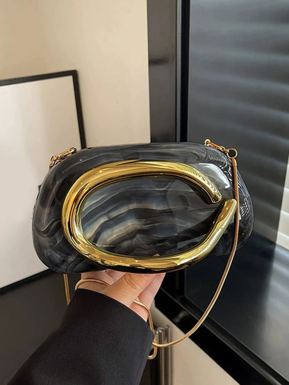 Women's Sealed Box Shaped Acrylic Clutch Fashion Dinner Wedding Party Handbag Elegant Luxury Designer Crossbody Shoulder Bag