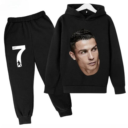Quick-Dry CR7 Kids Tracksuit 7-13Y Ronaldo 7# Print Sports Outfit Breathable Fabric Active Wear Kids Boutique Clothes