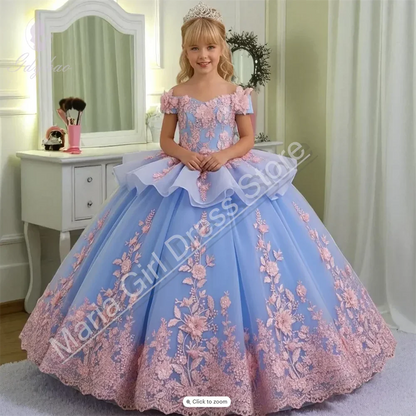 Customized Pink Little Baby Girls Wedding Party Dresses Lace Appliqued Flower Girl Dresses Beauty pageant Dress For Photo Shoot