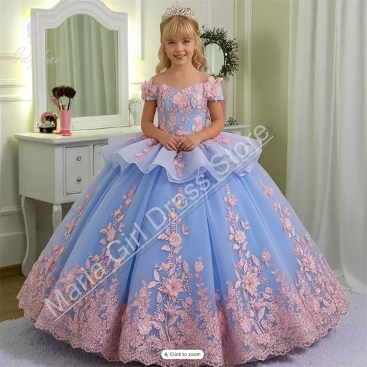 Customized Pink Little Baby Girls Wedding Party Dresses Lace Appliqued Flower Girl Dresses Beauty pageant Dress For Photo Shoot