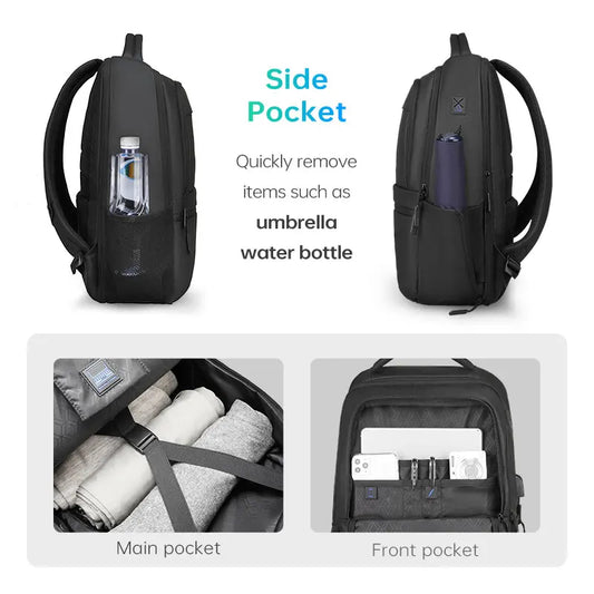 Multi Layers Men's Backpack Fits 15.6inch Laptop Water Repellent Backpacks for Students