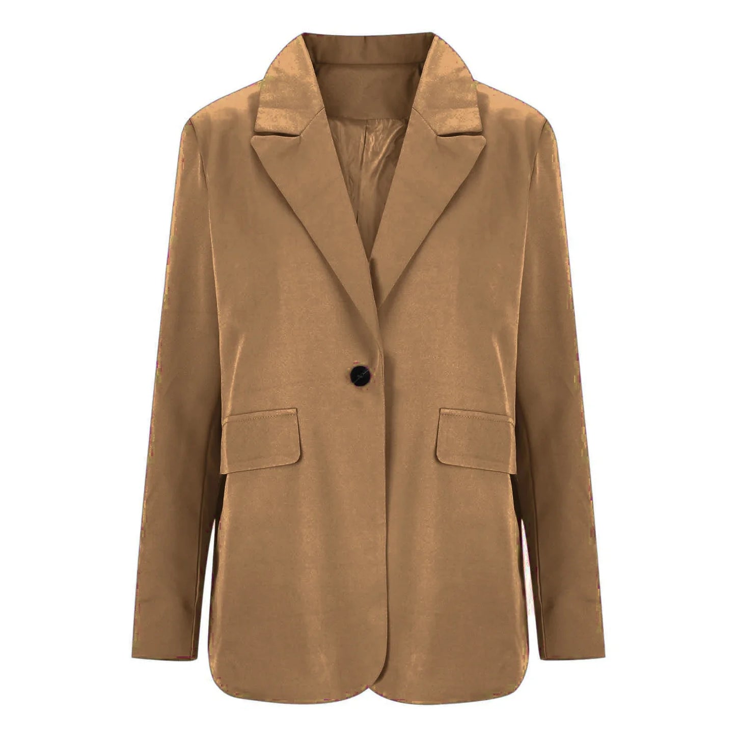 Women\'s Solid Color Fashion Casual Long Sleeve Button Pocket Blazer Solid Button Casual Elegant Coat Trendy Loose Suit Outwear