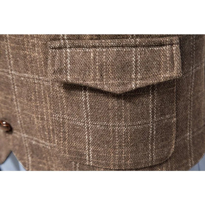 Man Waistcoat British Style Plaid Single-breasted Men Suit Vest Retro Slim V-neck Sleeveless Pocket Male Casual Vest
