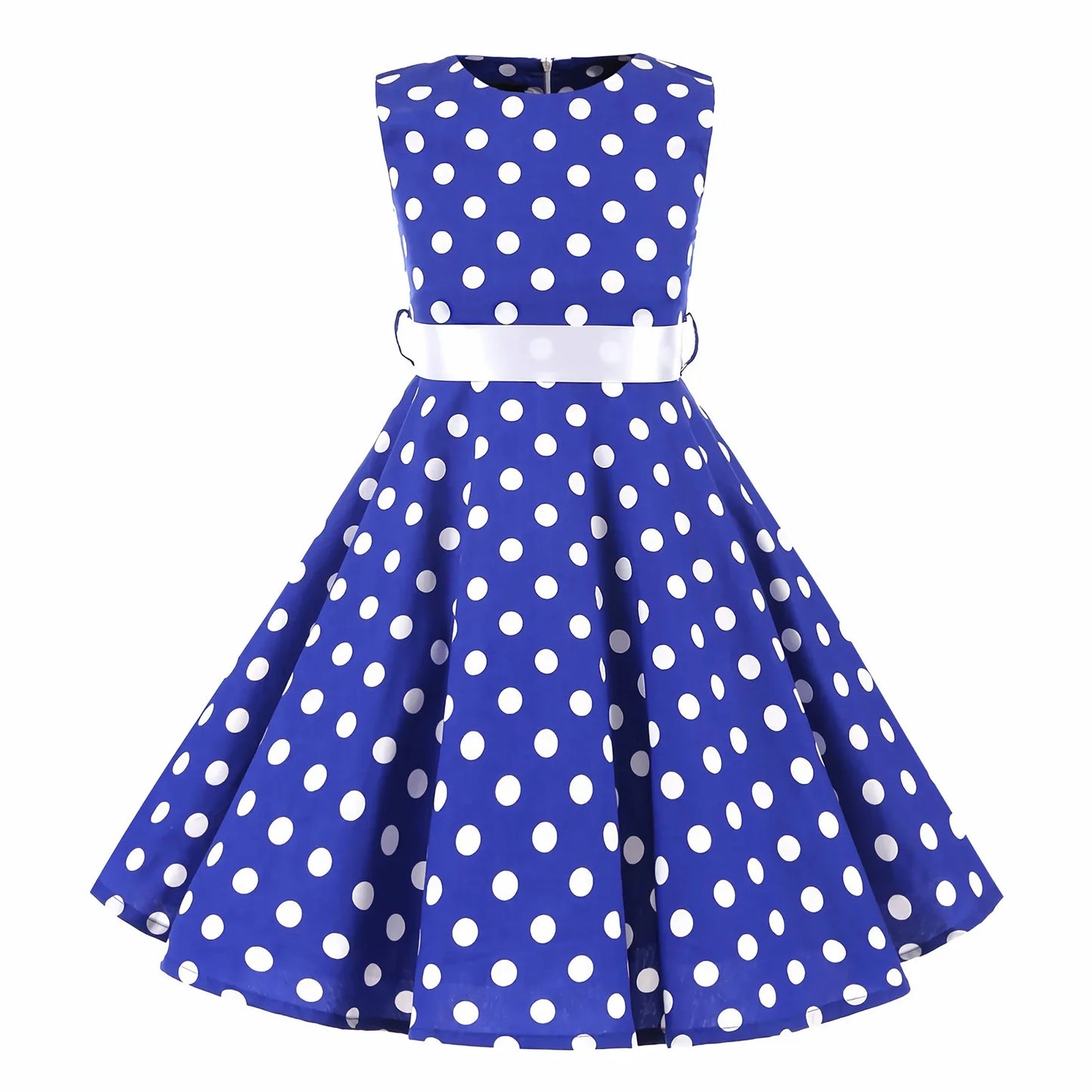 Girl's Retro Dress,Summer Princess Sleeveless Polka Dots Cotton Lightthin Romantic Floral 50s Vintage Dress Party Wedding Daliy