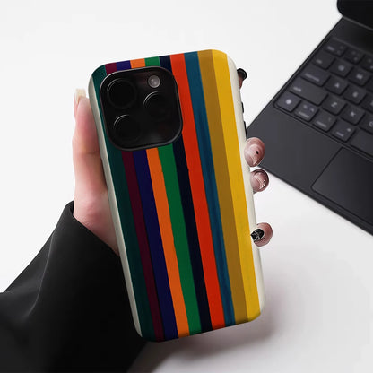 Cream Color StripesPhone Case for Magnetic  for IPhone 17 16 15 14 13 Pro Max Plus Single Double-layer Tough Case