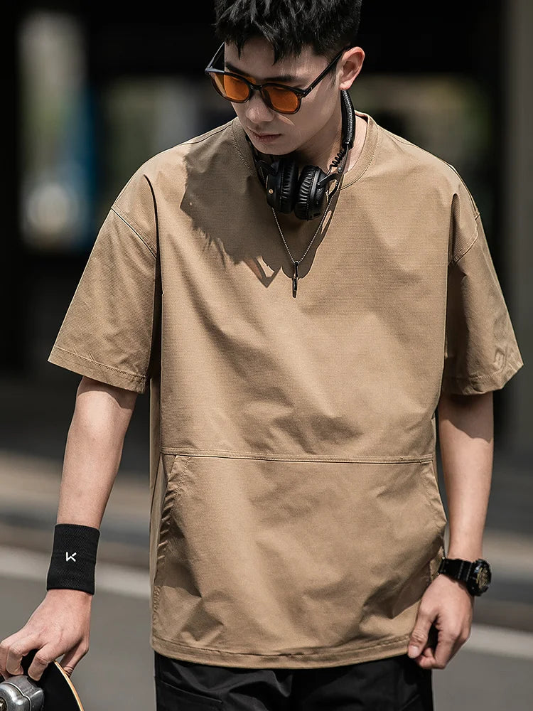 Men's Summer Thin Short Sleeve T-Shirt Ice Silk Quick Dry Large Size round Neck Sport Loose Casual Workwear Breathable Sweat ...