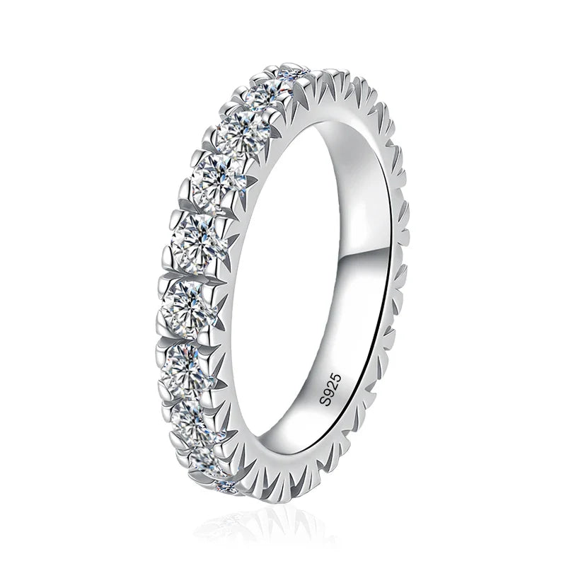 Full 3mm Moissanite Wedding Band Ring 925 Sterling Silver with Gold Plated Eternity Band Engagament Rings Wholesale