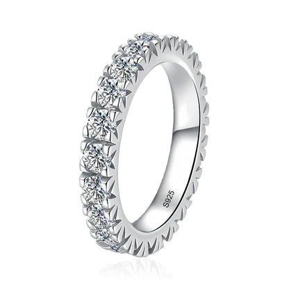 Full 3mm Moissanite Wedding Band Ring 925 Sterling Silver with Gold Plated Eternity Band Engagament Rings Wholesale
