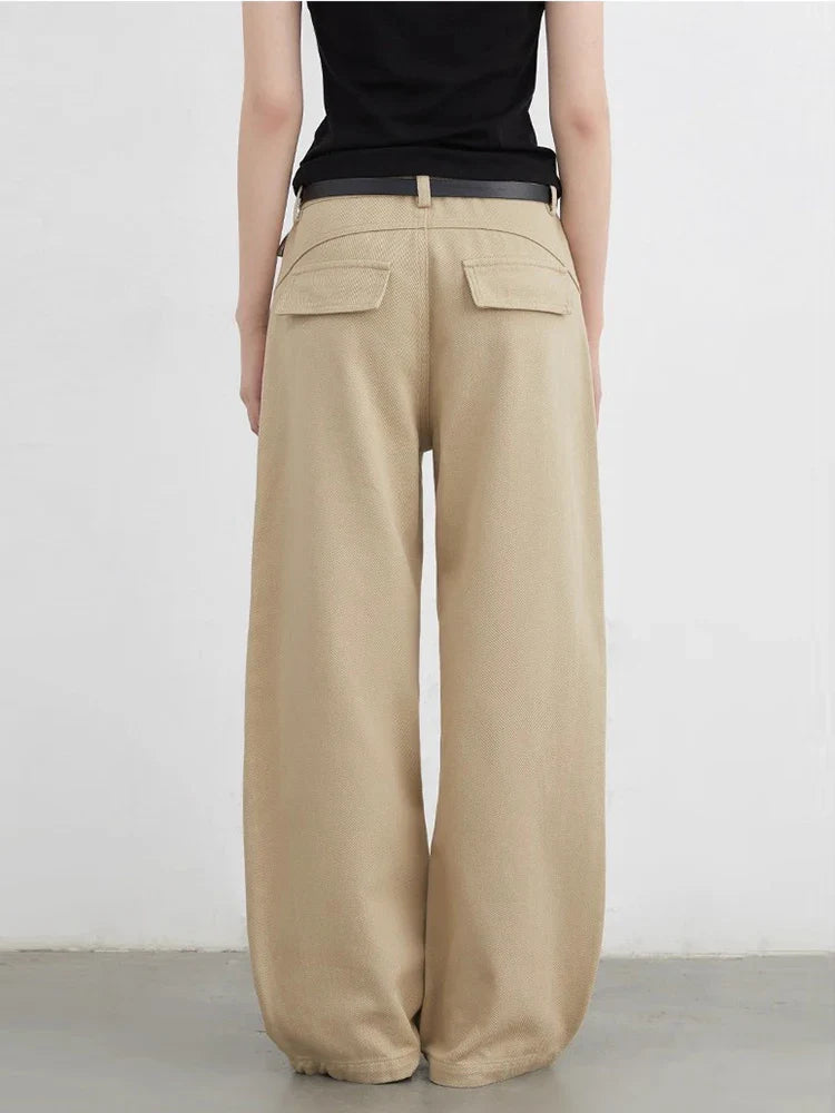 Women Jeans Solid Loose Casual New Split Wide Leg Denim Pant Workwear Female Trousers Spring Autumn 2025