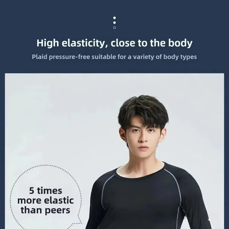 Men's Thermal Plush Base Layer Set Winter Thickened Running Trainning Quick Drying Clothes Fitness Tight Sports Men's Sweats Set
