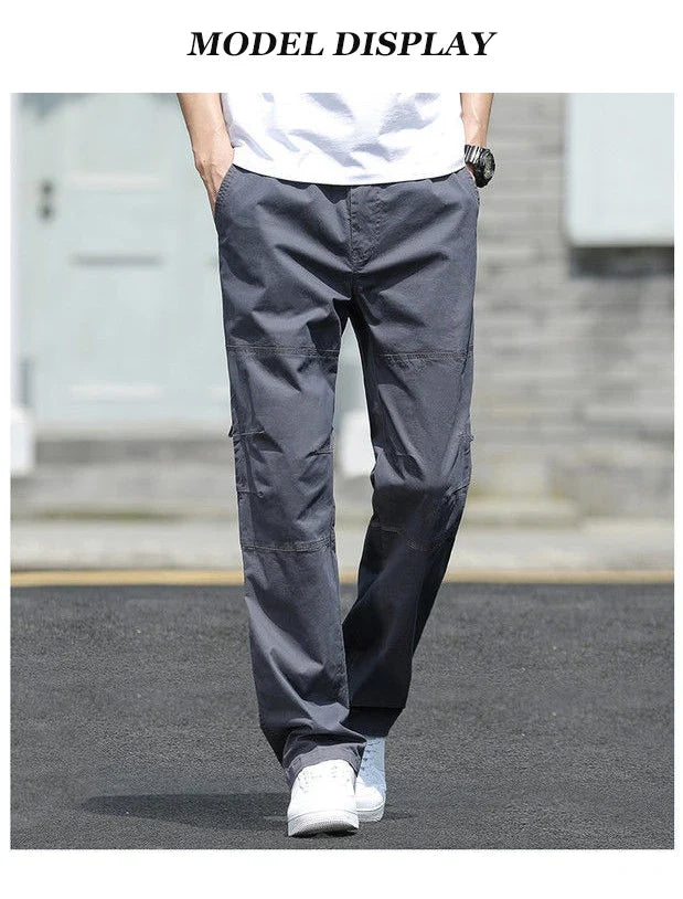 Men's Pants New Cargo Pants Outdoor Casual Pants Cotton Comfortable Thin Style Sweatpants Multi-Pocket Work Pants