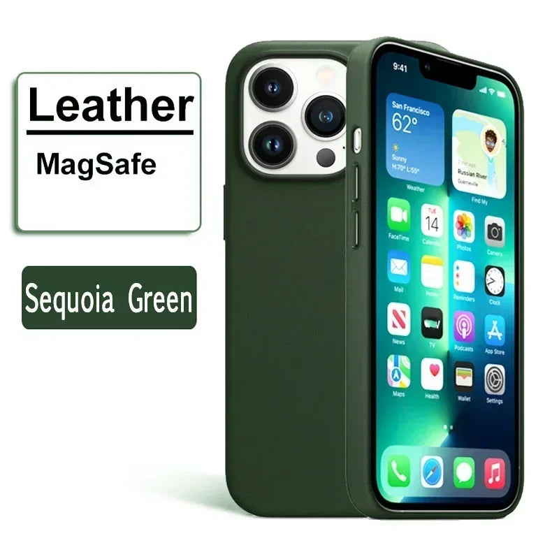 جراب جلد مغناطيسي فاخر لهاتف Apple iPhone 17 Pro Max 16 13 12 14 15 Plus غطاء MacSafe رسمي لهاتف Magsafe i Phone Etui