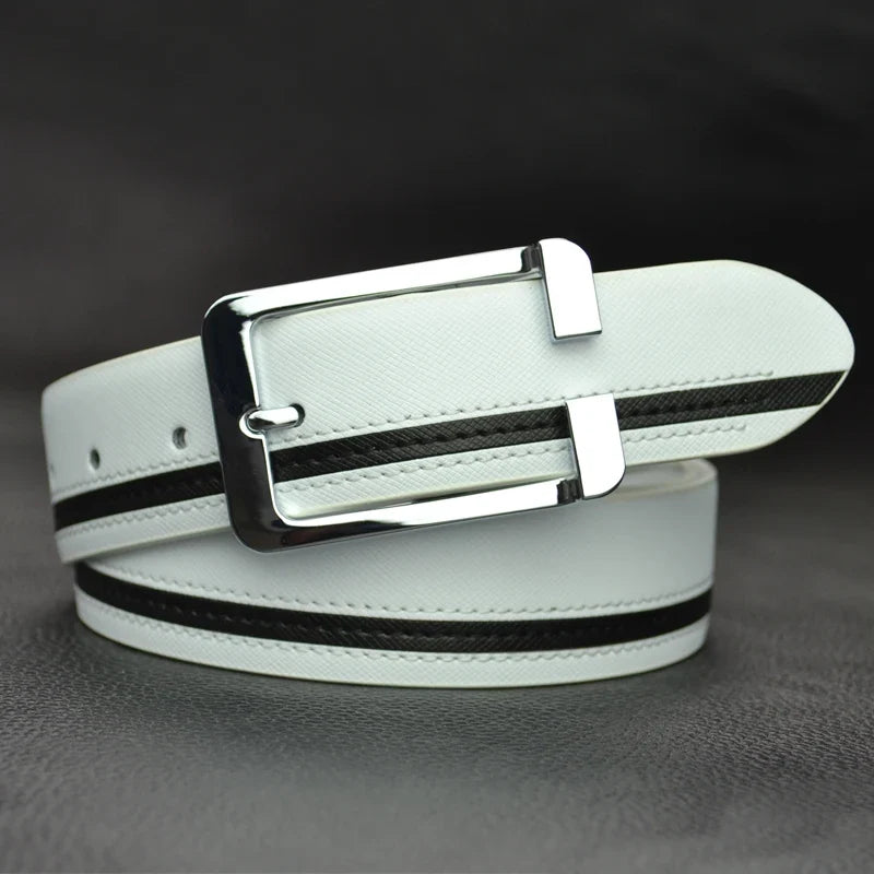 Luxury Brand Belts for Men &Women Unisex Fashion Shiny White Design pin Buckle High Quality Waist Leather Belts ceinture homme