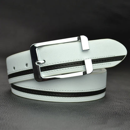 Luxury Brand Belts for Men &Women Unisex Fashion Shiny White Design pin Buckle High Quality Waist Leather Belts ceinture homme