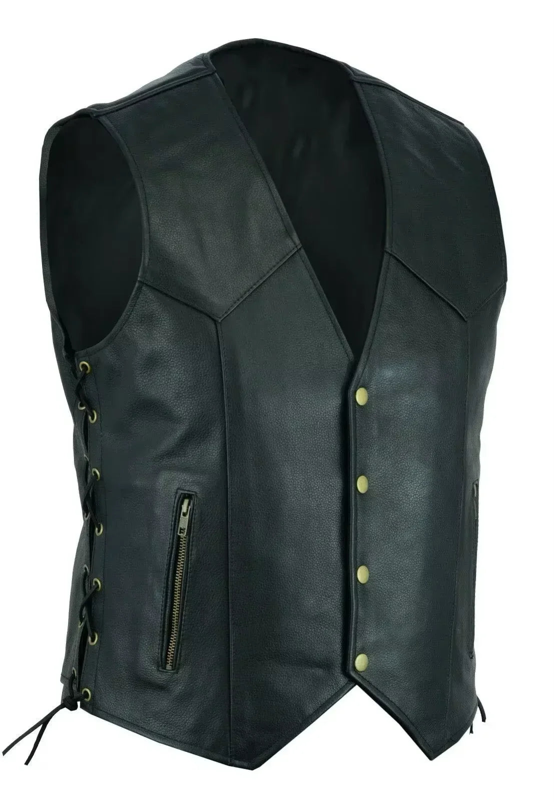 Vest Leather Punk Fashion Casual Coat Motorcycle Vest Men Solid Vest Fleet