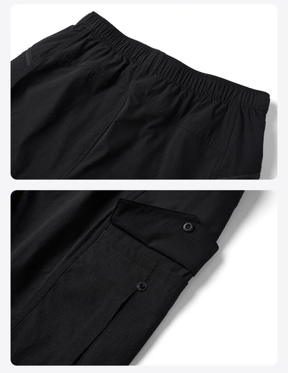 2026 Summer New Oversize 145gsm Elastic Quick Dry Fabric Shorts Men Elastic Wait Cargo Outdoor Shorts