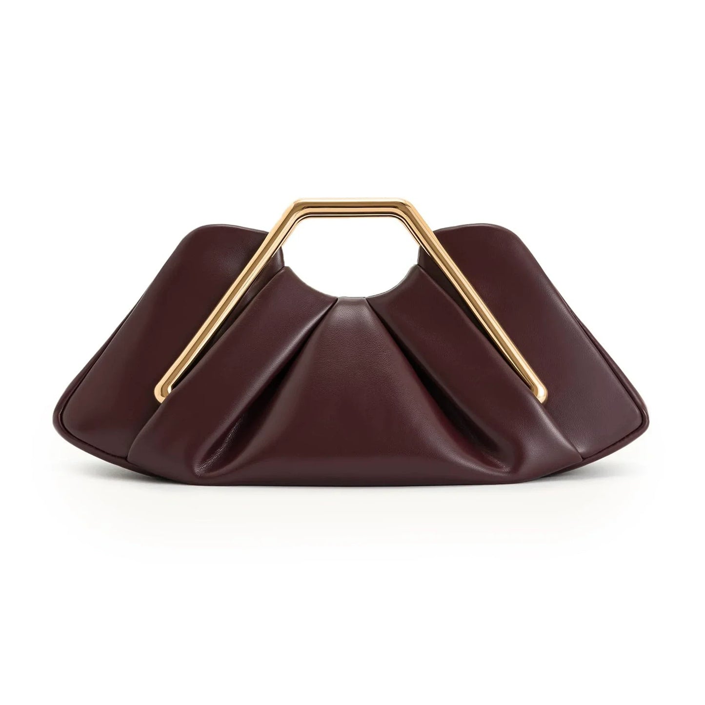 Women's PU Leather Pleated Going Out Clutch Bag Top Handle Evening Bag Party Wedding Bridesmaid Geometric Metal Handle Handbag
