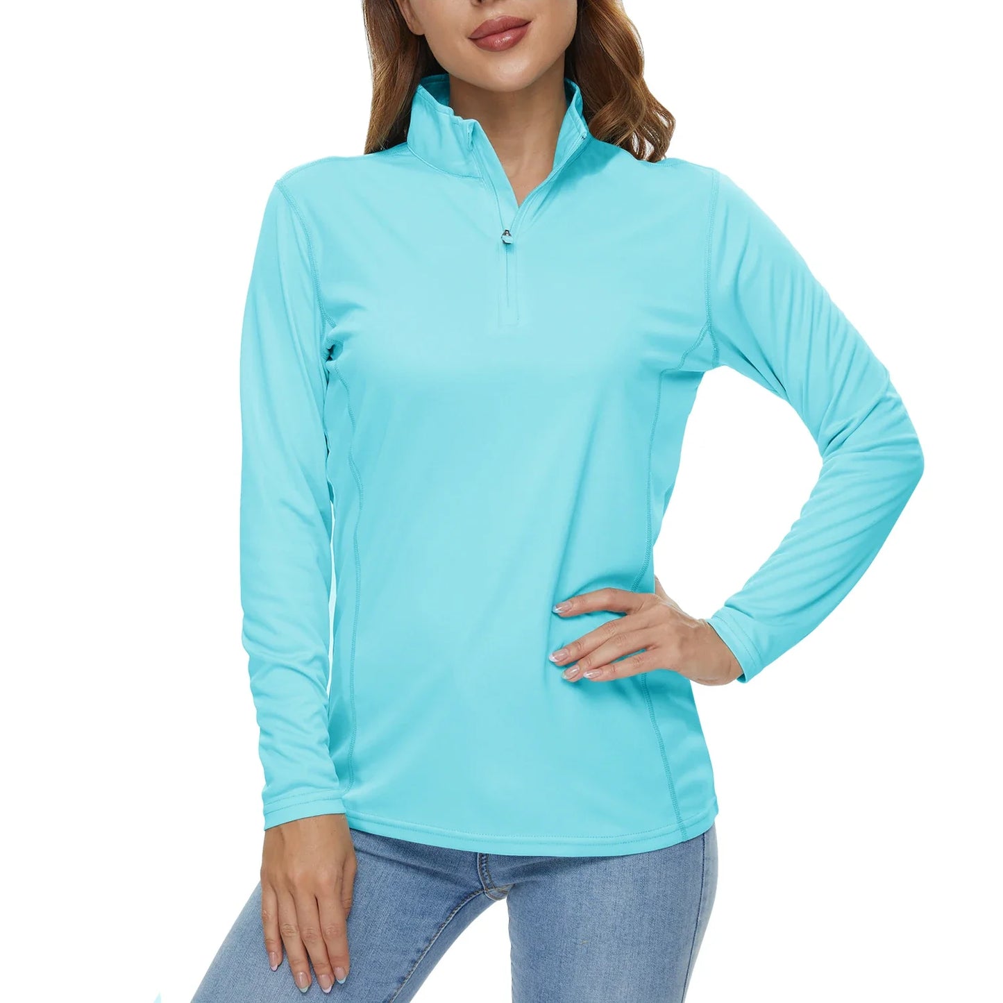 UPF50+ Quick Dry Long Sleeve Performance T-Shirts Womens Sun Protection Running Hiking Fishing Tee Shirts Tops Outdoor