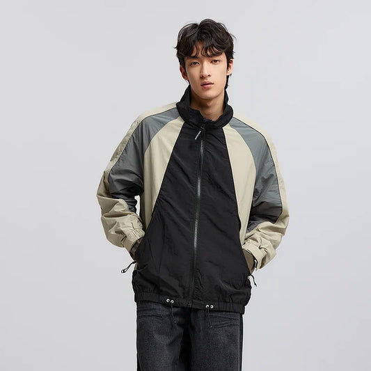 Jacket Men American Vintage Sports Style Outerwear 2025 Spring New Outdoor Color-blocked Top Loose