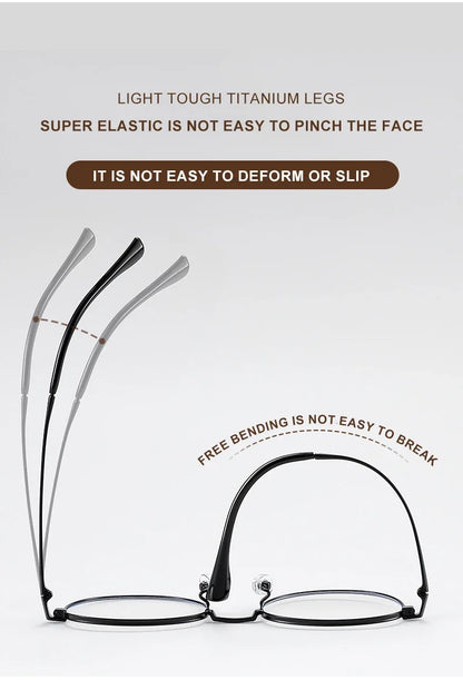 High Quality Round Ultra-light ALL Titanium Eyeglass Frames Women Myopia  Prescription Eyewear Reading Glasses 30821