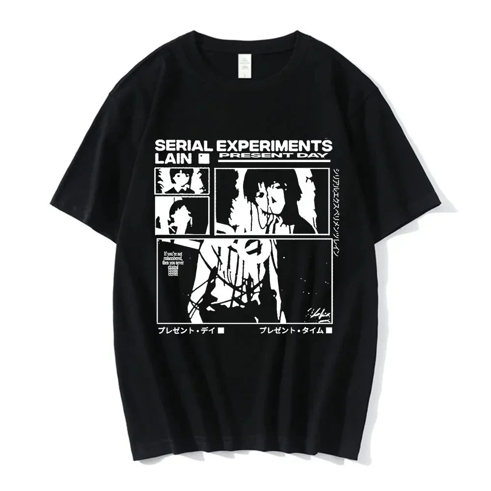 Anime Serial Experiments Lain T-Shirt Men Women Graphic T Shirts Unisex Iwakura Manga Girl Sci Fi Short Sleeve Tee Tops 62463