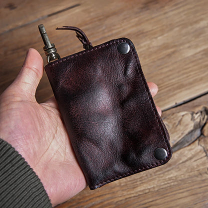 GURO High Quality Genuine Leather Key Bag Men Women Waist Hanging Car Key Case Organizer Multifunctional Card Holder Coin Purse