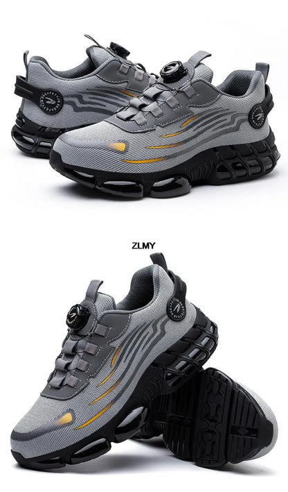 Rotary Button Safety Shoes Men Steel Toe Sneakers Puncture Proof Work Safety Boots Air Cushion Sport Work Shoes Anti-smash Boots
