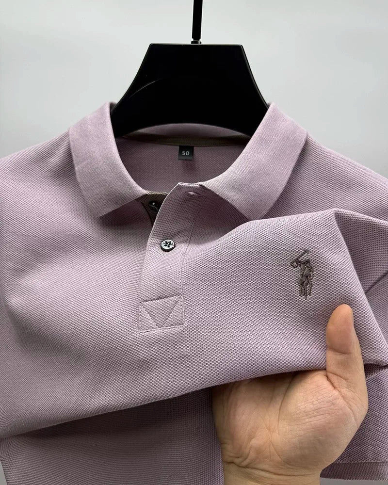 100% pure cotton high-end brand men's short sleeve polo shirt summer fashion customization horse embroidery classic Paul T-shirt