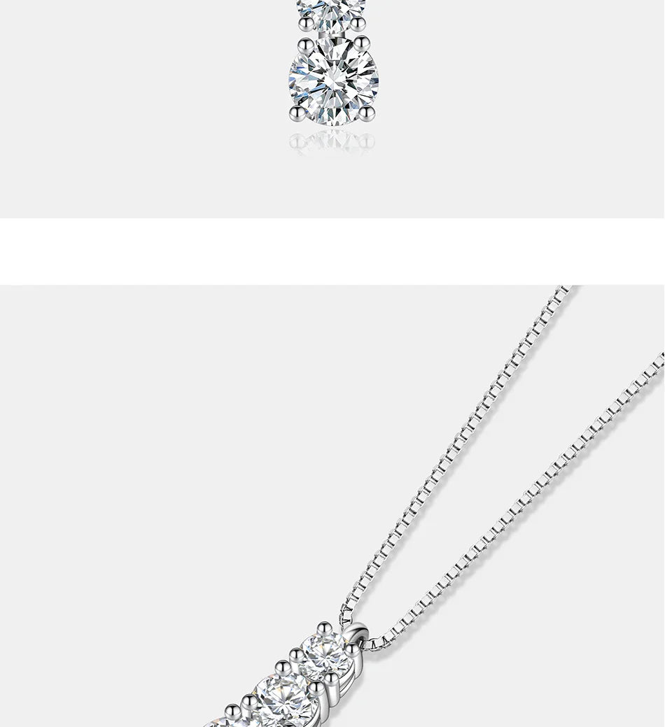 1.8CT Moissanite Necklace for Women S925 Pure Silver 3-Stone Laboratory Cultivated Diamond Pendant Luxury Jewelry Gift