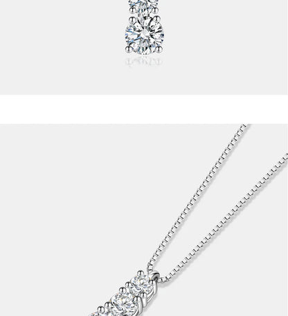 1.8CT Moissanite Necklace for Women S925 Pure Silver 3-Stone Laboratory Cultivated Diamond Pendant Luxury Jewelry Gift