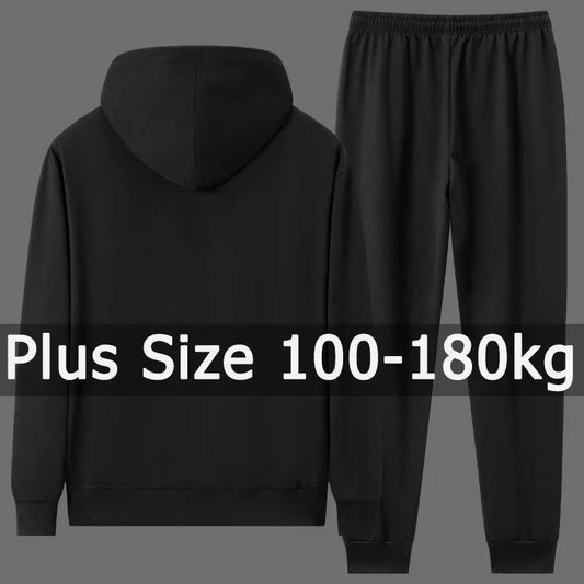 Men Hoodie Sweatshirt Sets Plus Size 6XL 7XL 100-180kg 100% Cotton Autumn Winter Long Sleeve Sport Suits Big Size Men Clothing