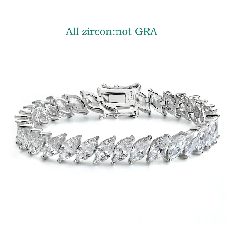 0.5CT Marquise Cut Certified Moissanite Tennis Bracelets for Women Sterling Silver S925 Plated 18k Gold Wholesale Jewelry
