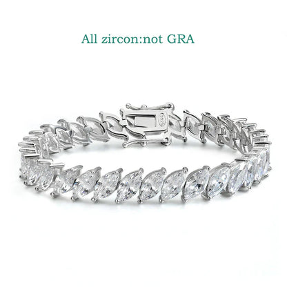 0.5CT Marquise Cut Certified Moissanite Tennis Bracelets for Women Sterling Silver S925 Plated 18k Gold Wholesale Jewelry