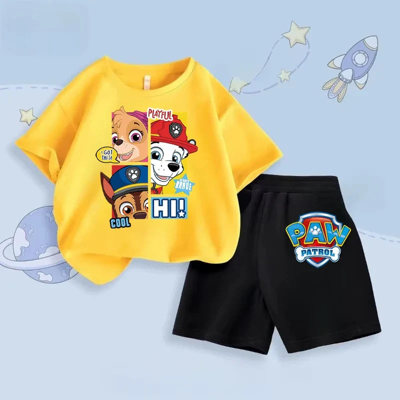 Summer Children's Sets Printed Clothes Boys Girls Kids Short Sleeve Tshirt + Shorts Suits Fashion Casual 2 Pieced Set
