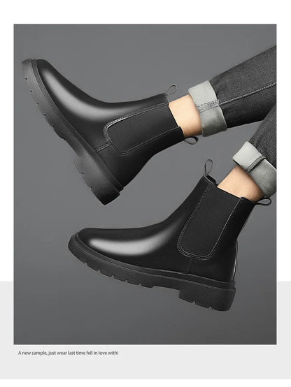 Men's Autumn Chelsea Boots Outdoor high top fashion shoes British style  versatile mid top boot Casual comfortable male shoe