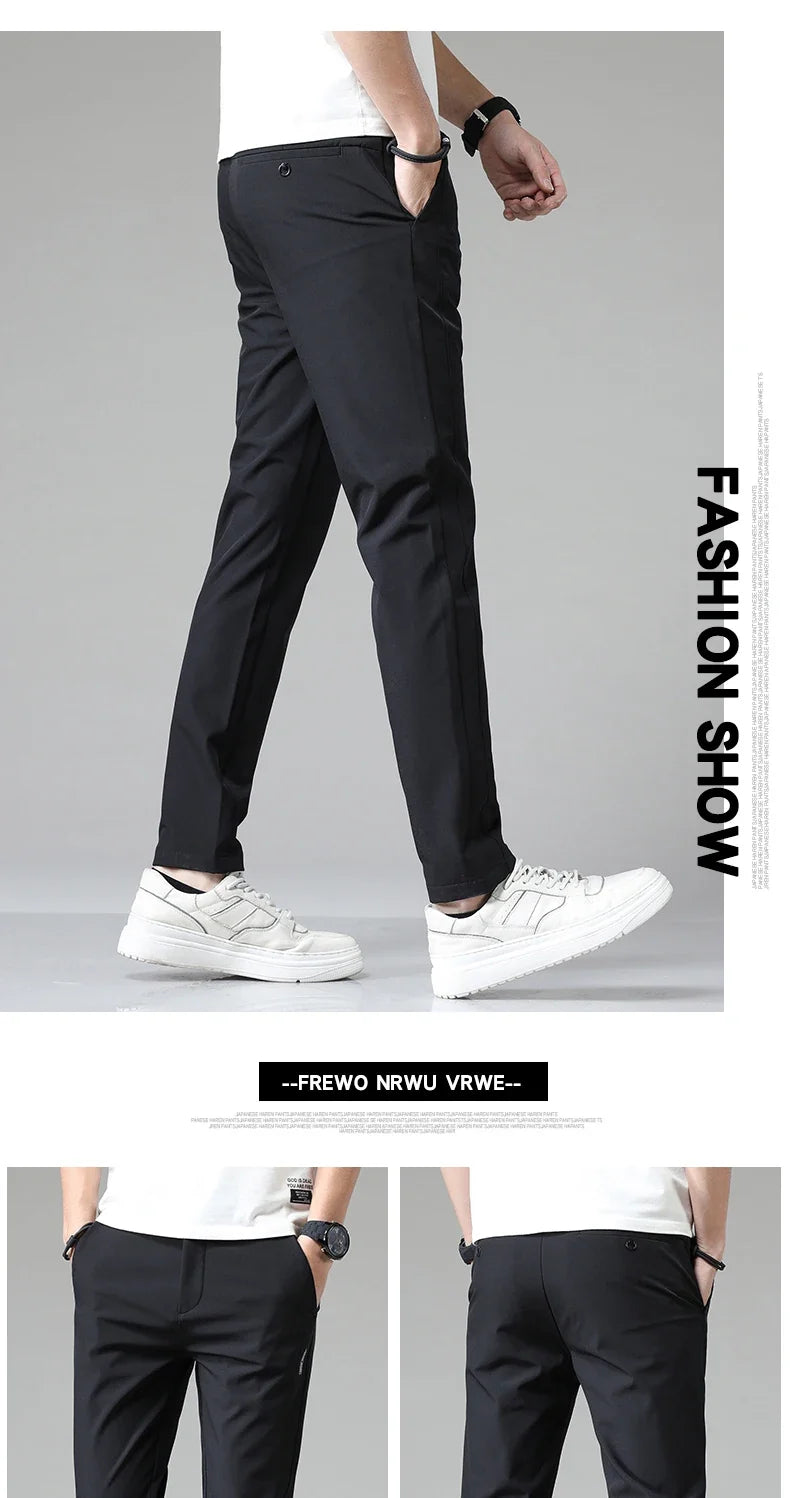Spring Summer Ultra-thin Men's Stretch Slim Straight Casual Pants High Quality Fashion Breathable Golf Sports Trousers