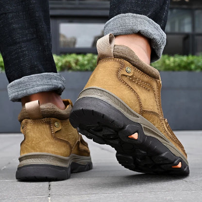 Men's Real Leather Ankle Boots Autumn Winter Mens Shoes Fashion Large Size Casual Boots Cowhide Men Genuine Leather Boots