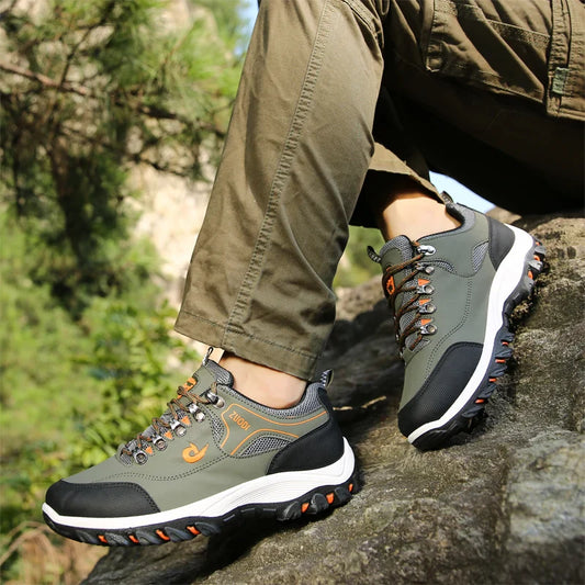 Men's Hiking Shoes Waterproof Leather Outdoor PU Shoes Wear-resistant Men Trekking Walking Hunting Tactical Sneakers