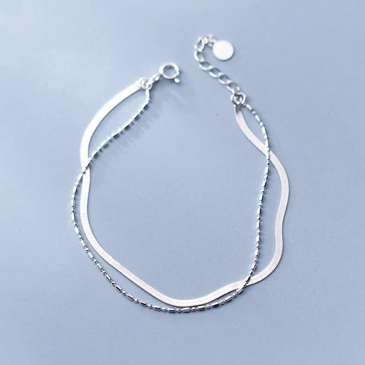 Bracelet chaîne bambou minimaliste pour femme en argent sterling 925 véritable, bracelet chaîne à maillons, bijoux fins motif plante.