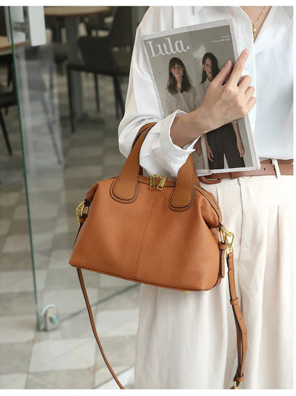 Women's Bag 2025 Trend Natural Cow Leather Bag Female Retro Cowhide Crossbody Bags Ladies Large Capacity Shoulder Bag Women