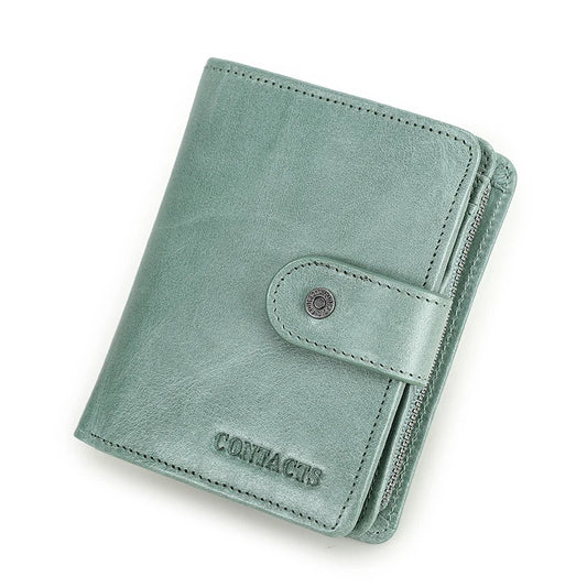 Portefeuille Vintage Homme en Cuir Véritable RFID avec Porte-Monnaie Petits Portefeuilles Courts Portefeuille Zippé avec Porte-Cartes Bourse Homme