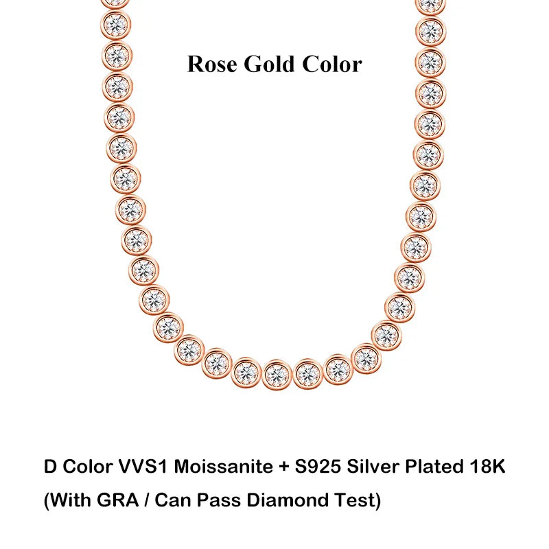 Luxury Bubble 2/3mm D Color Full Moissanite Tennis Necklace for Women S925 Silver Plated 18K Diamond Neck Chain Necklaces