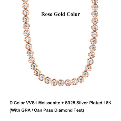 Luxury Bubble 2/3mm D Color Full Moissanite Tennis Necklace for Women S925 Silver Plated 18K Diamond Neck Chain Necklaces